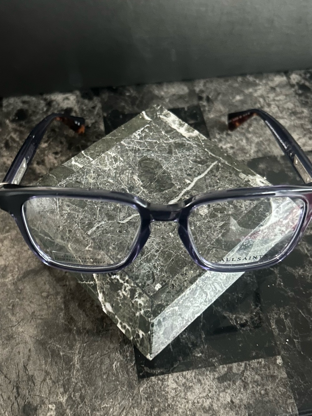 AllSaints Black and Rose Gold Accent Eyeglass Frames